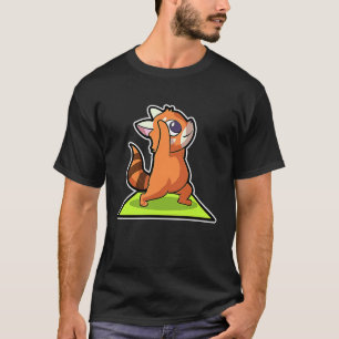 Camiseta Panda Rojo Posturas de Yoga Deporte Gimnasia Ohm L