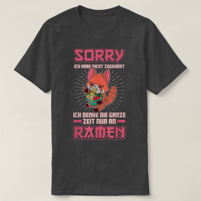Camiseta Panda rojo Ramen Noodle Japón Cocina japonesa Asia (Diseño del anverso)