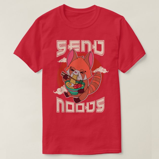 Camiseta Panda rojo Ramen Noodle Japón Cocina japonesa Asia (Diseño del anverso)