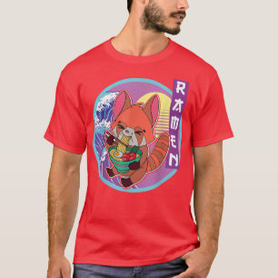 Camiseta Panda rojo Ramen Noodle Japón Cocina japonesa Asia
