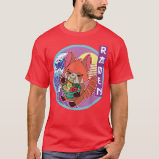 Camiseta Panda rojo Ramen Noodle Japón Cocina japonesa Asia