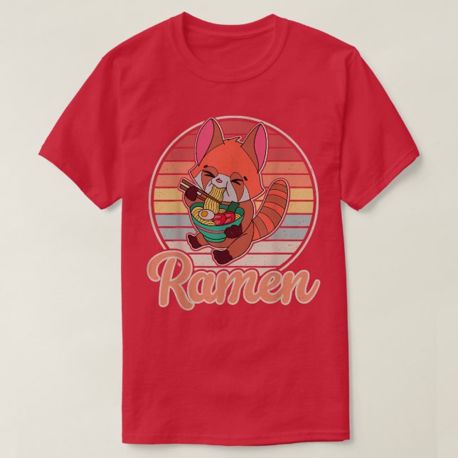Camiseta Panda rojo Ramen Noodle Japón Cocina japonesa Asia (Diseño del anverso)