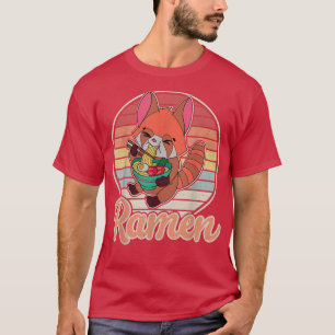 Camiseta Panda rojo Ramen Noodle Japón Cocina japonesa Asia