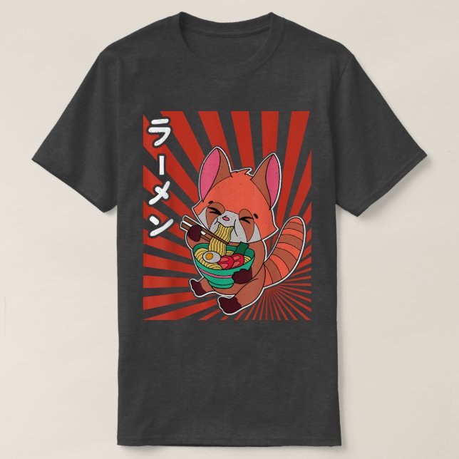 Camiseta Panda rojo Ramen Noodle Japón Cocina japonesa Asia (Diseño del anverso)
