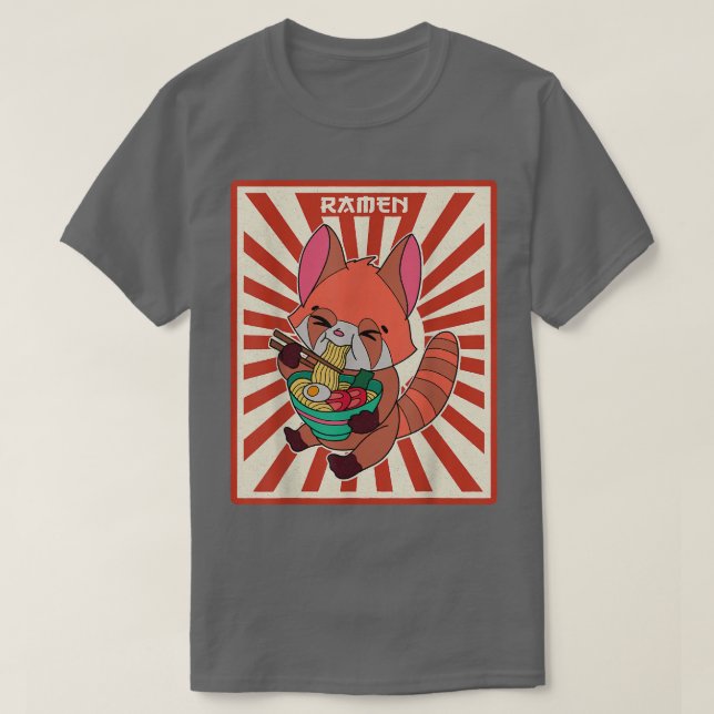 Camiseta Panda rojo Ramen Noodle Japón Cocina japonesa Asia (Diseño del anverso)