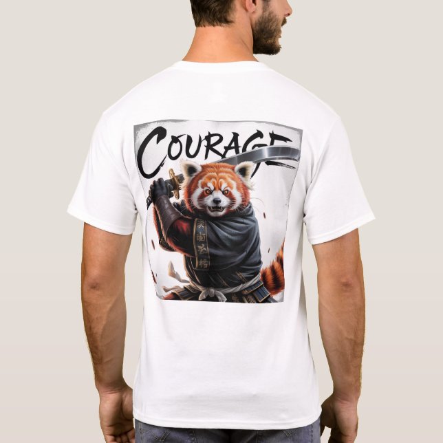 Camiseta Panda rojo samurái - Coraje (Reverso)