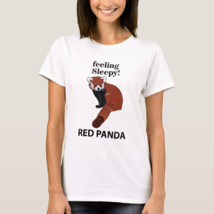 Camiseta Panda Rojo Sensándose Sleepy Funny Panda Rojo