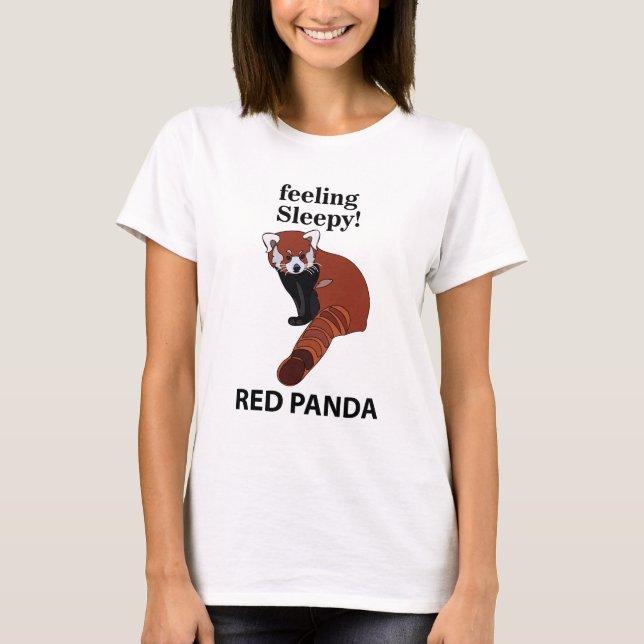 Camiseta Panda Rojo Sensándose Sleepy Funny Panda Rojo (Anverso)