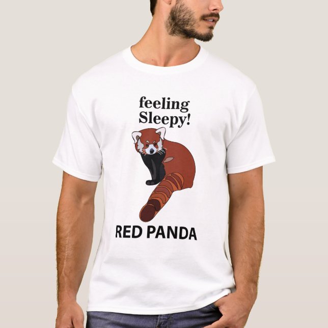 Camiseta Panda Rojo Sensándose Sleepy Funny Panda Rojo (Anverso)