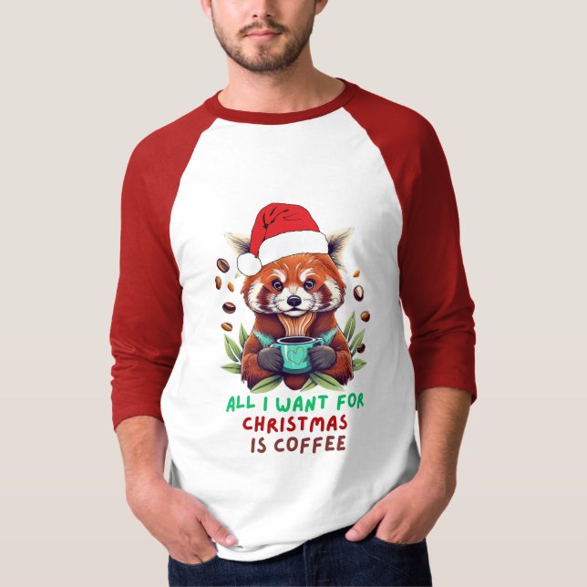 Camiseta Panda rojo Todo lo que quiero para los Navidades e (Anverso)