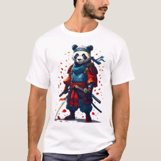 Camiseta Panda rojo y azul Samurai