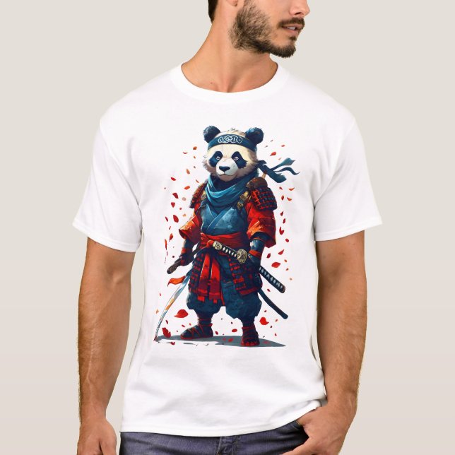 Camiseta Panda rojo y azul Samurai (Anverso)