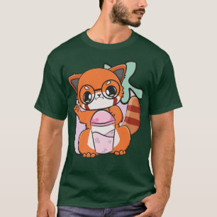 Camiseta Panda Rojo Y Boba Tea Bubble Otaku Cute Anime Bea