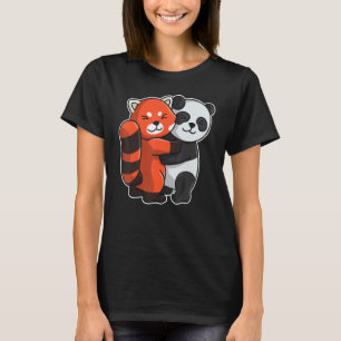 Camiseta Panda Rojo Y Panda Cute Animales Para Mujeres Anim