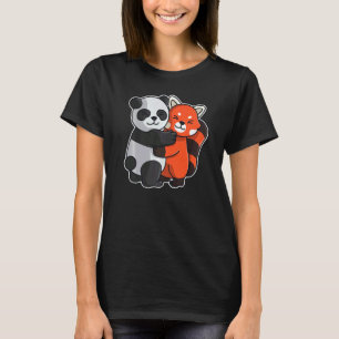 Camiseta Panda Rojo Y Panda Cute Animales Para Mujeres Anim