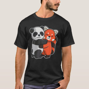Camiseta Panda Rojo Y Panda Cute Animales Para Mujeres Anim