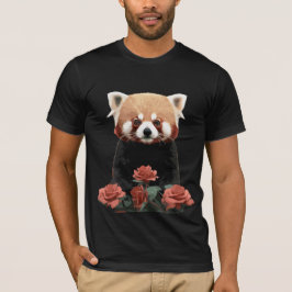 Camiseta Panda rojo y rosas