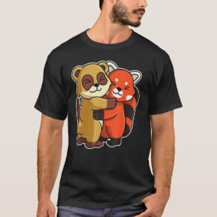 Camiseta Panda Rojo y Suricata Animales Adorables para Muje