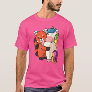 Camiseta Panda Rojo Y Unicornio Cuidan A Las Mujeres De Aco