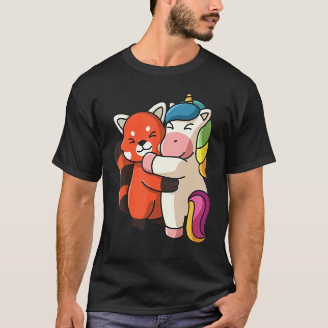 Camiseta Panda Rojo Y Unicornio Cuidan A Las Mujeres De Aco (Anverso)