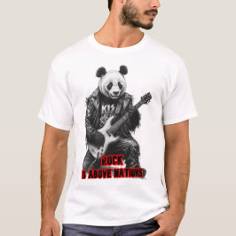 Camiseta Panda salvaje toca Rock & Roll en un negro