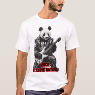 Camiseta Panda salvaje toca Rock & Roll en un negro