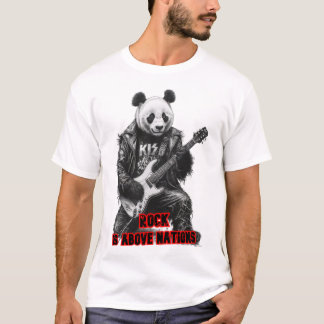 Camiseta Panda salvaje toca Rock & Roll en un negro