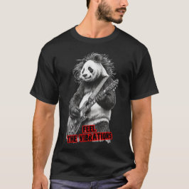 Camiseta Panda salvaje tocando Rock & Roll en un fondo negr