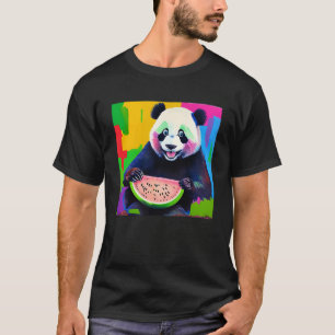 Camiseta Panda se come una pintura de aceite de melón de ag