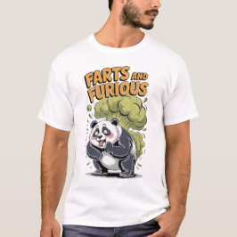 Camiseta Panda se divierte haciendo pedos en un fondo negro