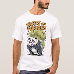 Camiseta Panda se divierte haciendo pedos en un fondo negro