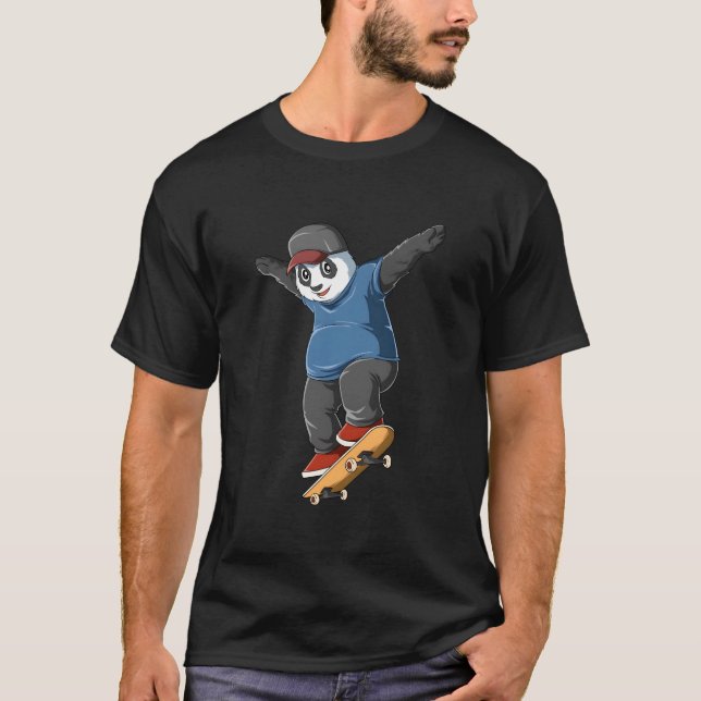 Camiseta Panda Skater Skateboarding Longboard (Anverso)