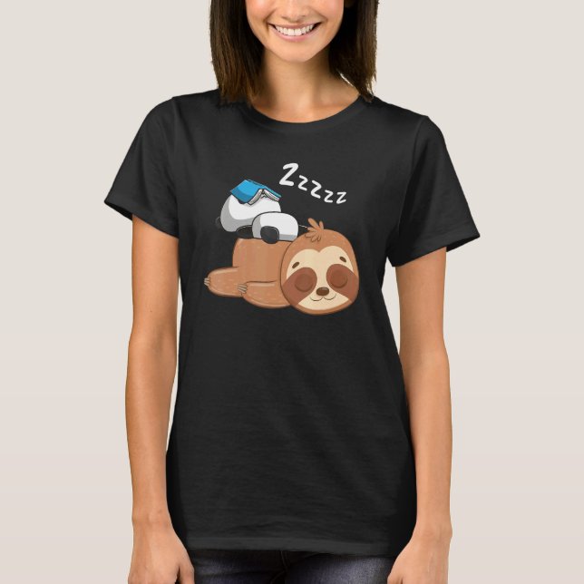 Camiseta Panda Sleeping Sloth Lazy Sloths Animal Graphic (Anverso)