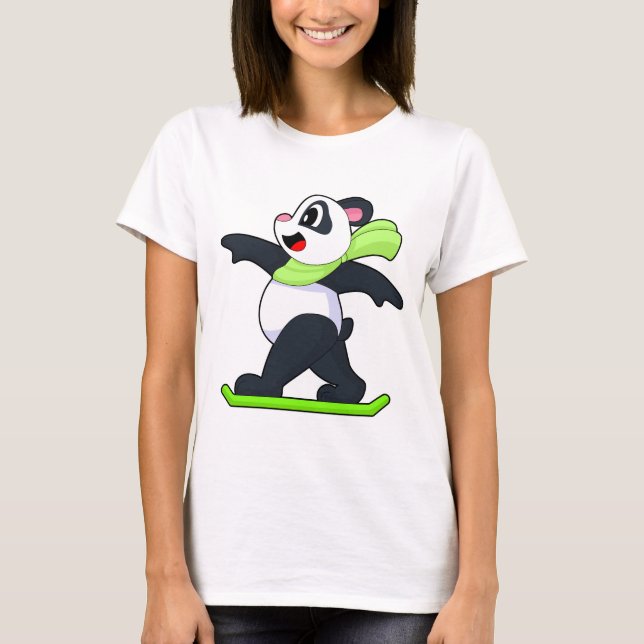 Camiseta Panda Snowboarder Snowboard Winter sports (Anverso)