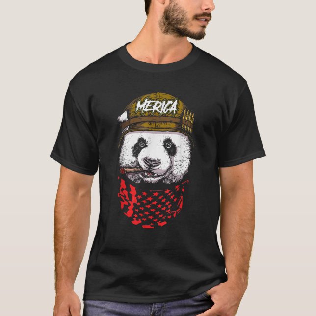 Camiseta Panda Soldado Estadounidense El Oso Militar Mónica (Anverso)