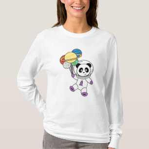 Camiseta Panda Space Planet Moon Earth Astronauta Saturn