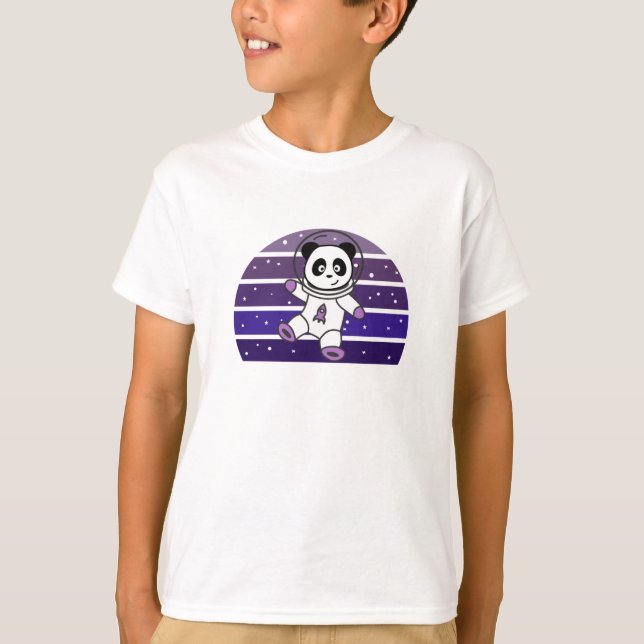 Camiseta Panda Space Planets Galaxy Astronauta Saturn (Anverso)