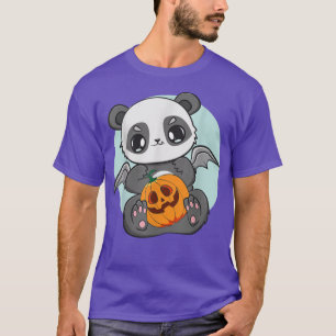 Camiseta Panda Sujetando Calabaza Cute Oso De Anime Para Ha