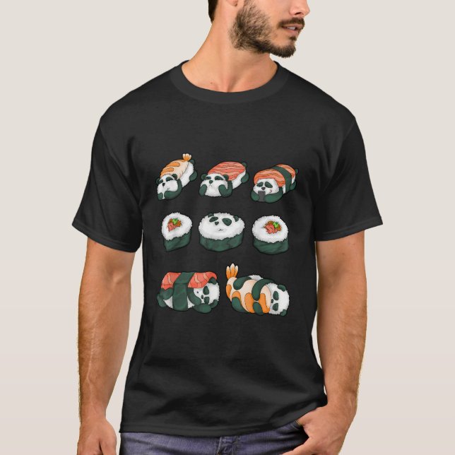 Camiseta Panda Sushi abrazo animal comida Maki (Anverso)