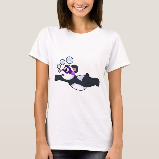 Camiseta Panda Swimming Swimming goggles Summer (Anverso)