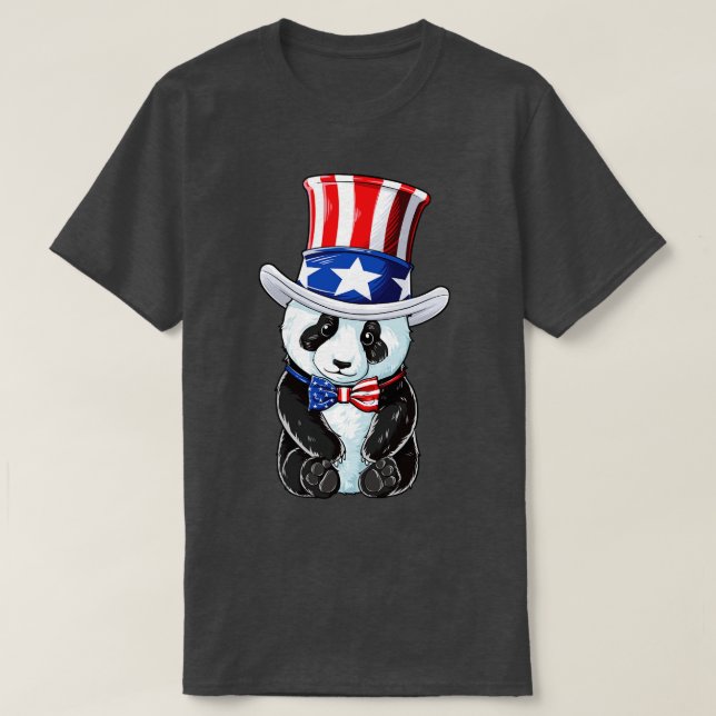 Camiseta Panda Tío Sam 4 De Julio Hombres Mujeres Niños Amé (Diseño del anverso)