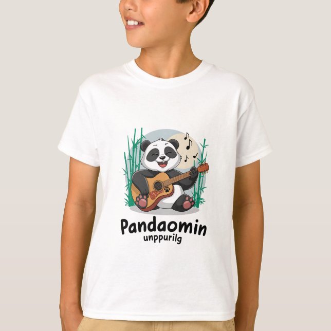 Camiseta Panda Tocando Guitarra- Cute Panda Musical (Anverso)