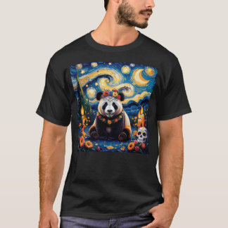Camiseta Panda Van Gogh Style The Starry Night Day Of Dead 