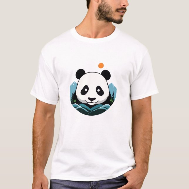 Camiseta Panda Vector Arte Animal Moderno Ciudad Urbana Grá (Anverso)
