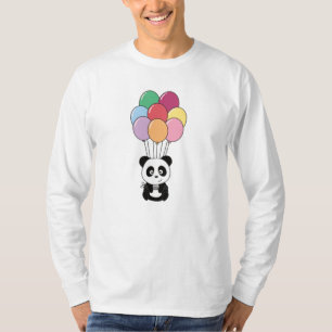 Camiseta Panda vuela Con Globos Coloridos