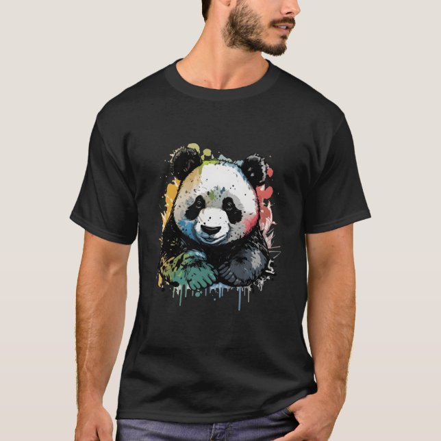 Camiseta Panda Watercolor Oil Painting Colorful (Anverso)