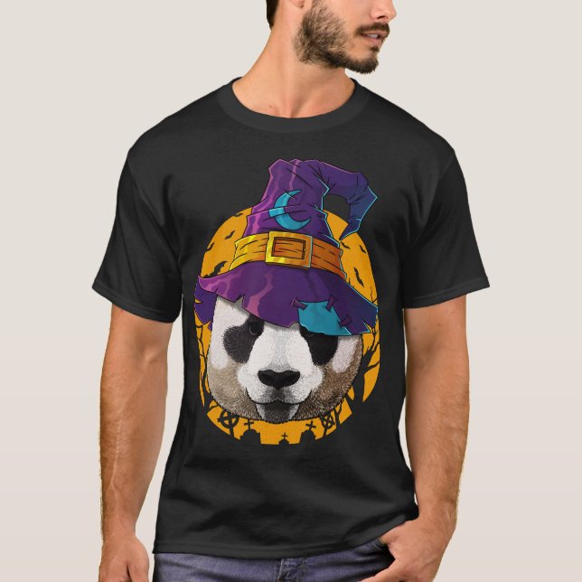 Camiseta Panda Witch Funny Halloween Disstume de la espeluz (Anverso)