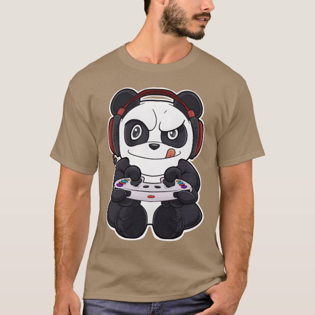 Camiseta Panda With Gaming Controller I Funny Gaming I girl (Anverso)