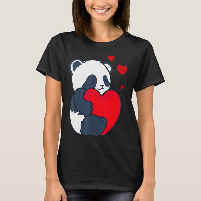 Camiseta Panda Women Valentines Day Girlfriend Heart  (Anverso)