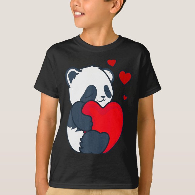 Camiseta Panda Women Valentines Day Girlfriend Heart  (Anverso)